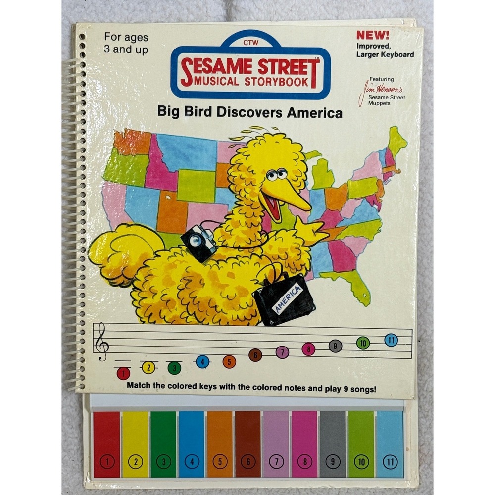 Vintage Sesame Street Musical Storybook Big Bird Discovers America 1988 Works